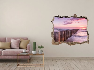 Hole wall sticker Sunset over the sea