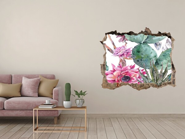 Hole in the wall decal A floral oasis behind the wall