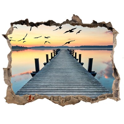Hole wall sticker Sunset over the lake