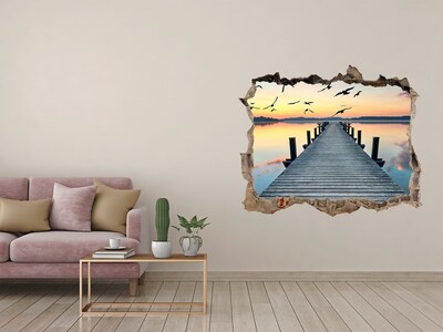 Hole wall sticker Sunset over the lake