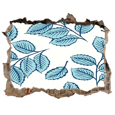 Hole in the wall sticker Green leaves on the wall background