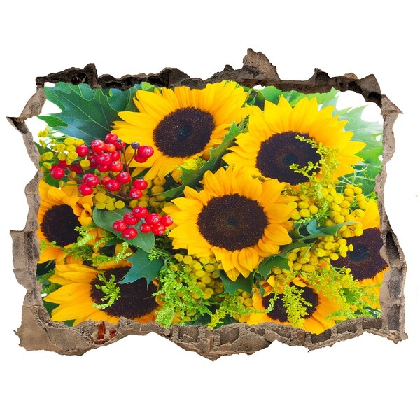 Hole in the wall decal Bouquet of sunflowers