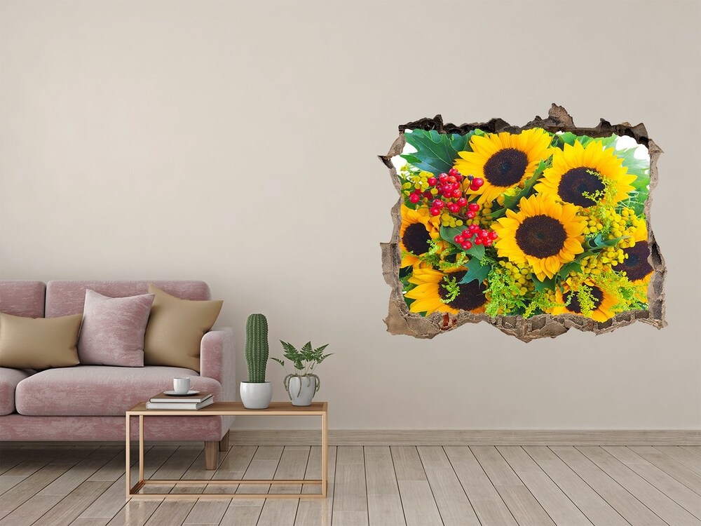 Hole in the wall decal Bouquet of sunflowers