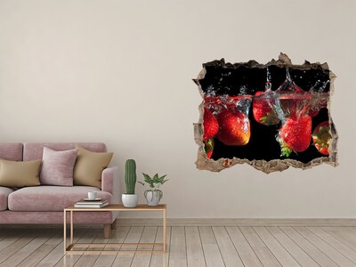 Hole in the wall sticker Fruity splash with strawberries