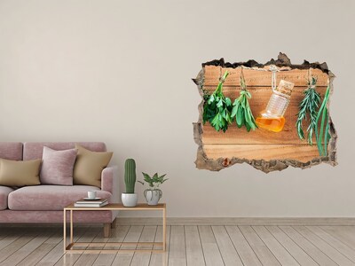 3D wall hole wallpaper Herbs on a string