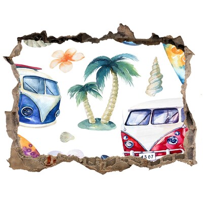 Hole in the wall sticker Retro Caribbean Vacation