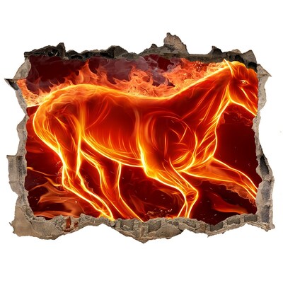 Hole wall sticker Horse in flames