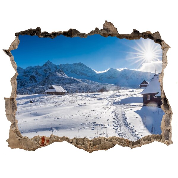 Hole in the wall decal Winter mountain landscape