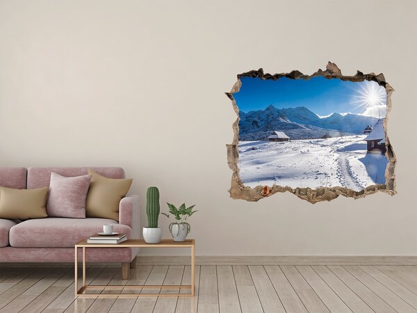 Hole in the wall decal Winter mountain landscape