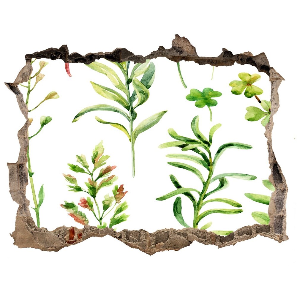 3D wall hole Herbs and weeds