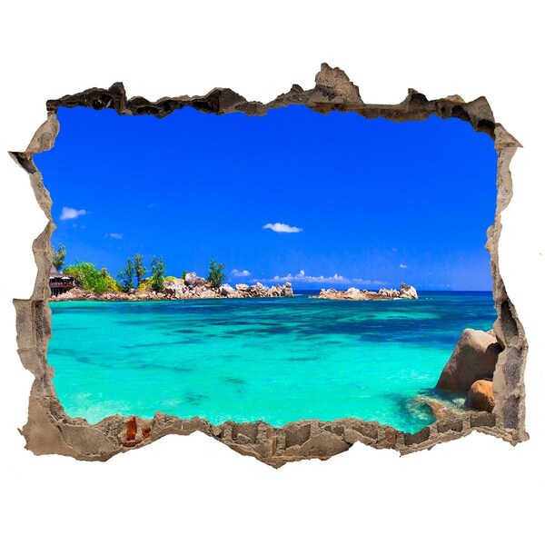Hole wall sticker Caribbean Beach Through a Hole in the Wall