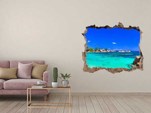 Hole wall sticker Caribbean Beach Through a Hole in the Wall