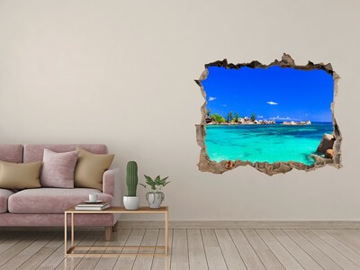 Hole wall sticker Caribbean Beach Through a Hole in the Wall