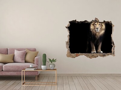 Hole wall sticker Portrait of a lion