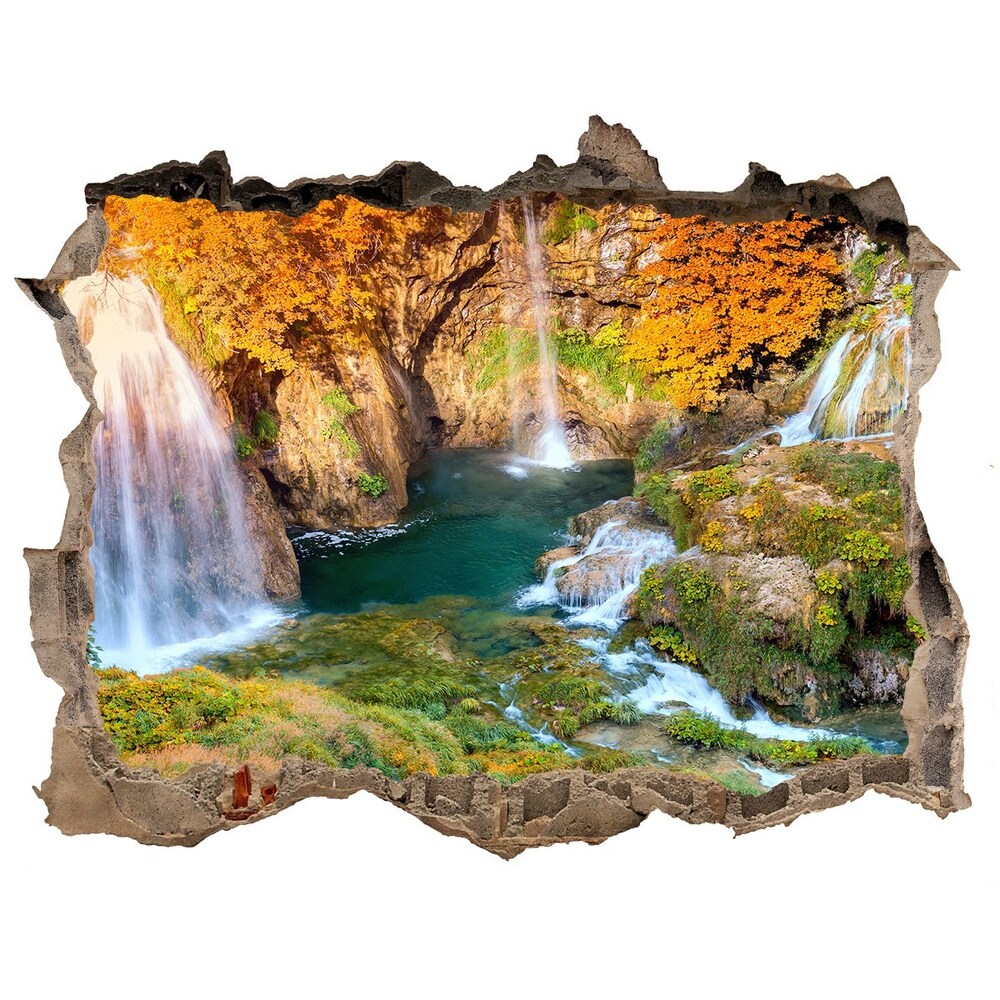 Hole wall sticker Waterfall in autumn