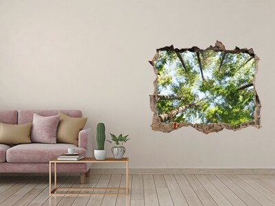 Hole wall sticker View of the forest with blue sky