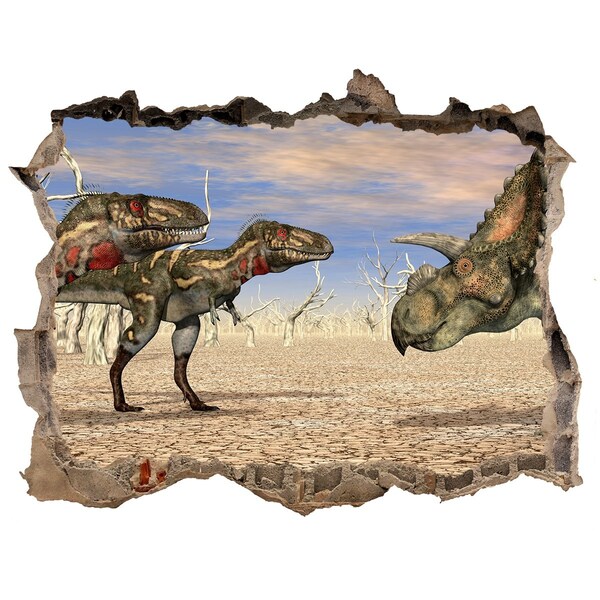 Hole wall sticker Dinosaurs in the prehistoric world