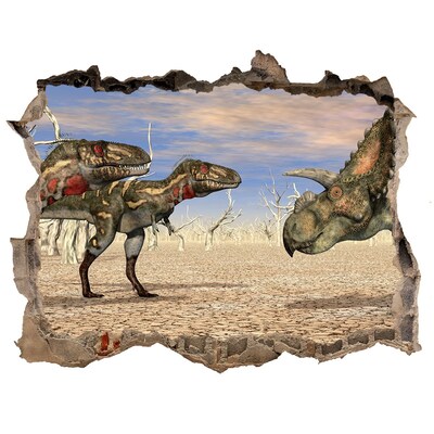 Hole wall sticker Dinosaurs in the prehistoric world