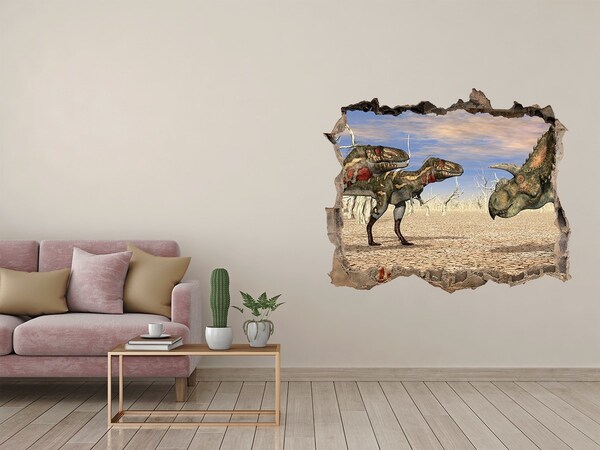 Hole wall sticker Dinosaurs in the prehistoric world