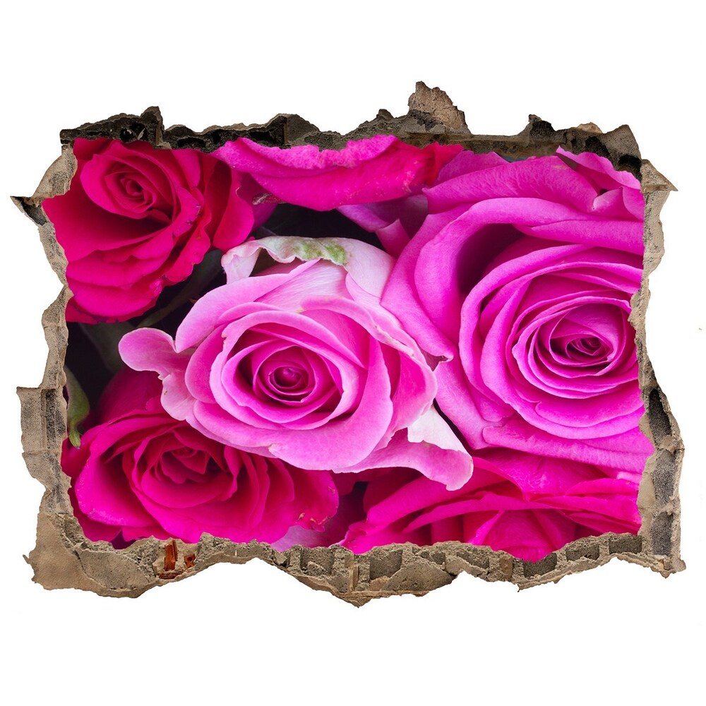 Hole in the wall decal A bouquet of pink roses