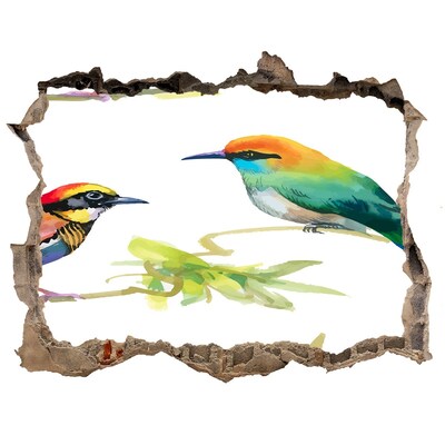 Hole in the wall sticker Exotic birds