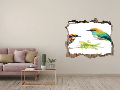 Hole in the wall sticker Exotic birds