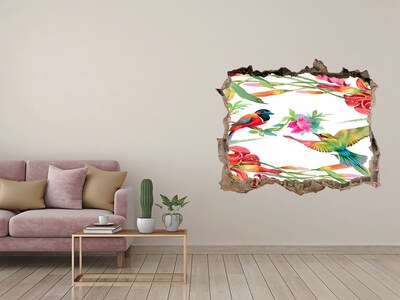 Hole in the wall decal Exotic birds