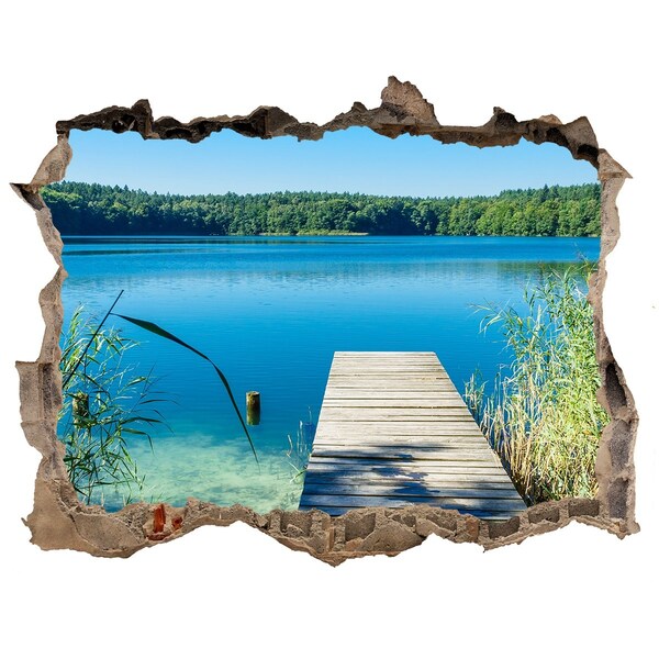 Hole in the wall decal A bay with a wooden pier