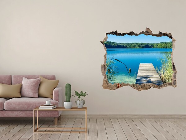 Hole in the wall decal A bay with a wooden pier