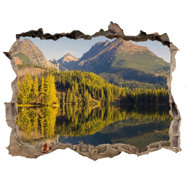 Hole in the wall sticker Mountain landscape with a lake