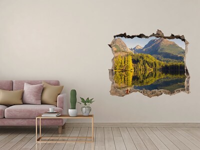 Hole in the wall sticker Mountain landscape with a lake