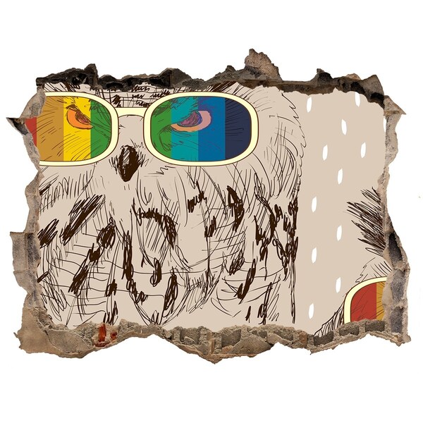 3D wall hole wallpaper Owl's Eye in a Hole in the Wall