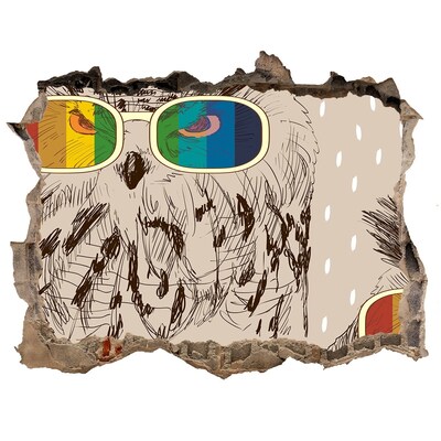 3D wall hole wallpaper Owl's Eye in a Hole in the Wall