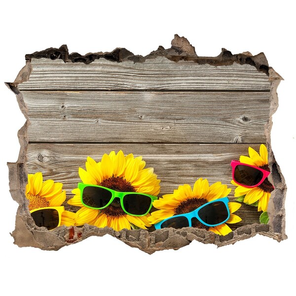 Hole wall sticker Sunflowers in sunglasses