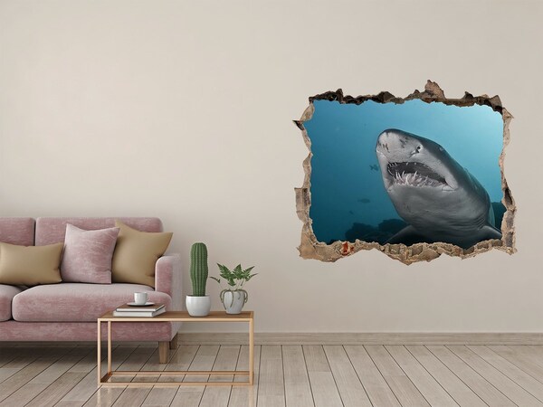 Hole wall sticker Large shark