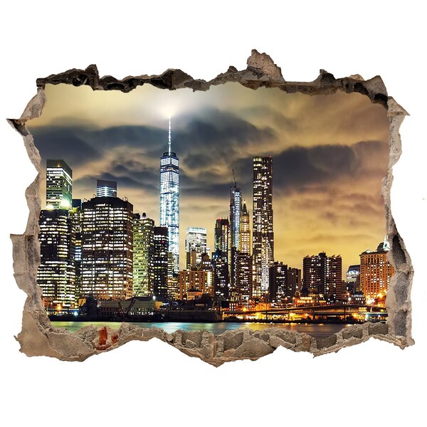 Hole in the wall sticker New York skyline at night