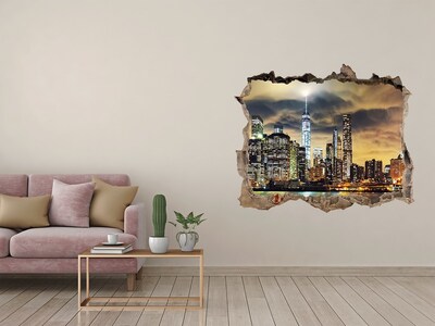 Hole in the wall sticker New York skyline at night