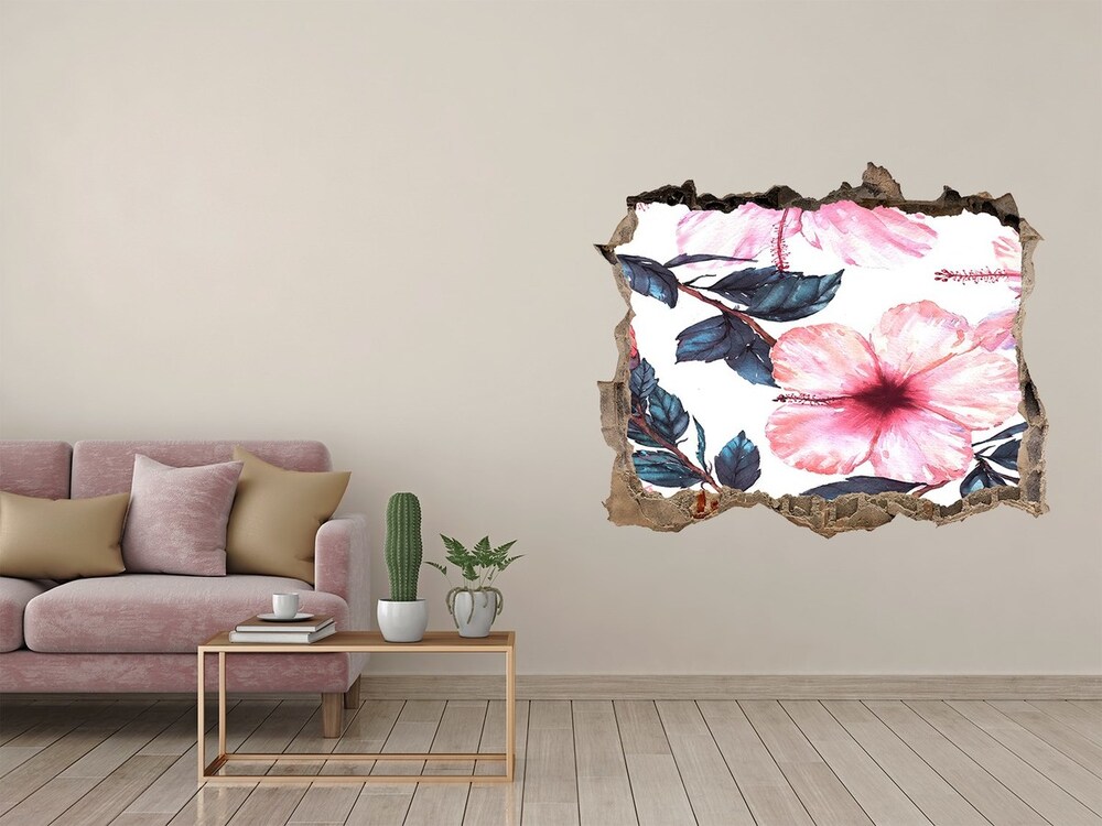 Hole in the wall sticker Hibiscus flowers