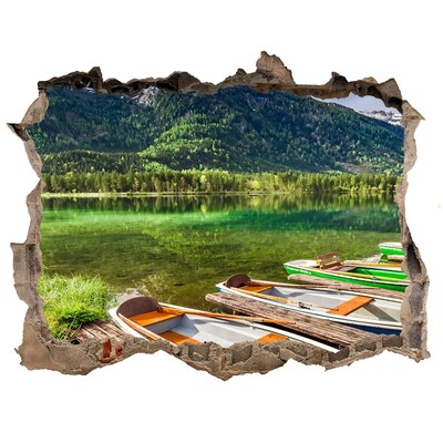 Hole in the wall decal Boats on the lake