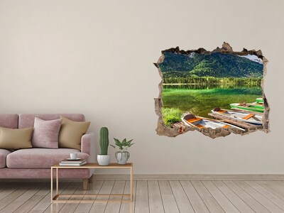 Hole in the wall decal Boats on the lake