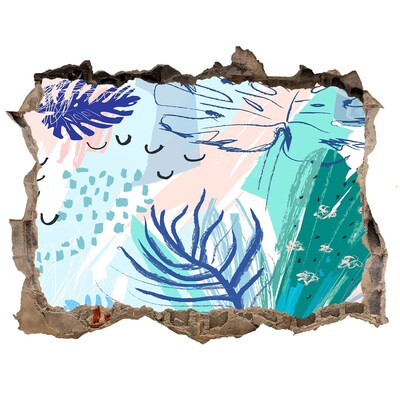 3D wall hole Tropical paradise behind the wall