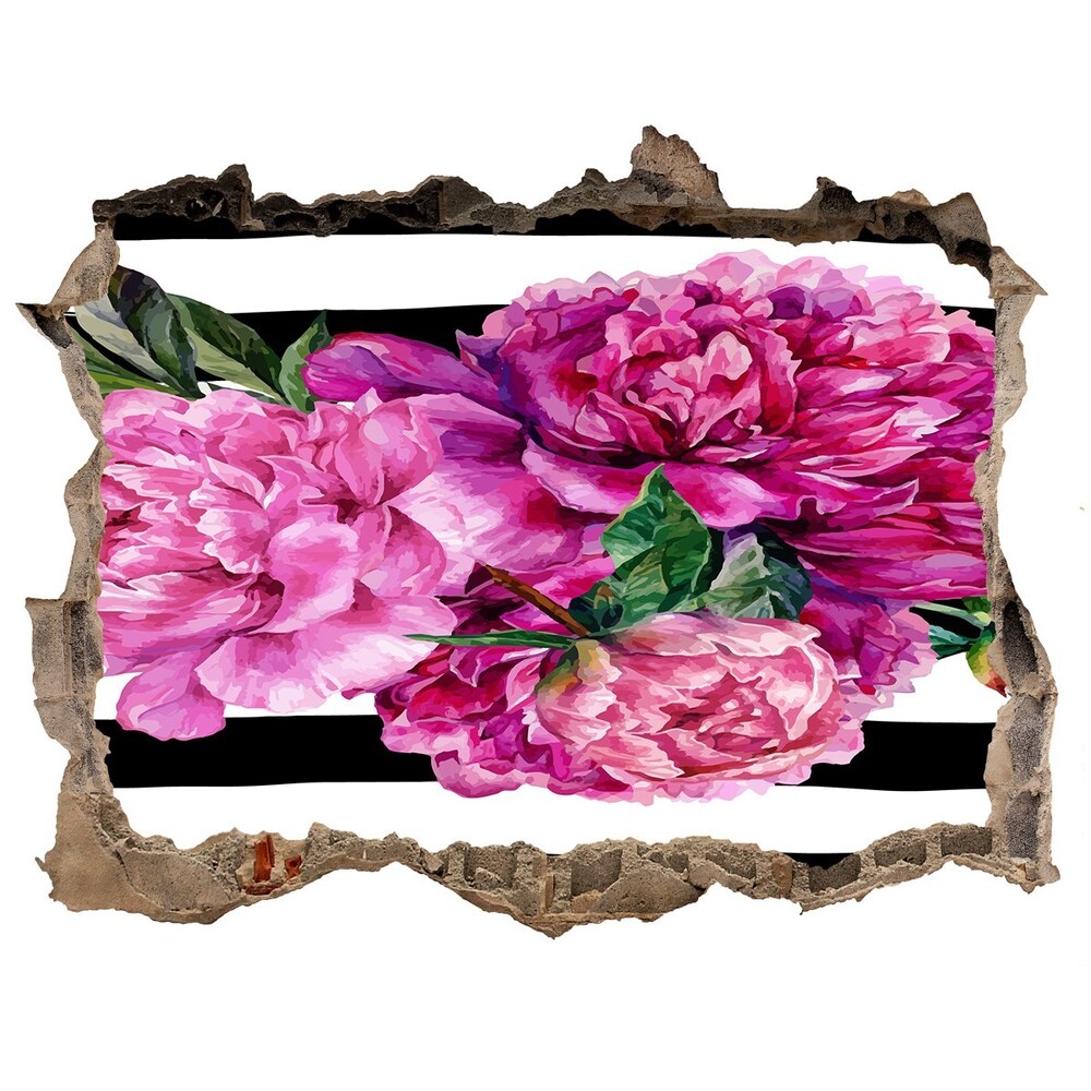 Hole wall sticker Pink peonies