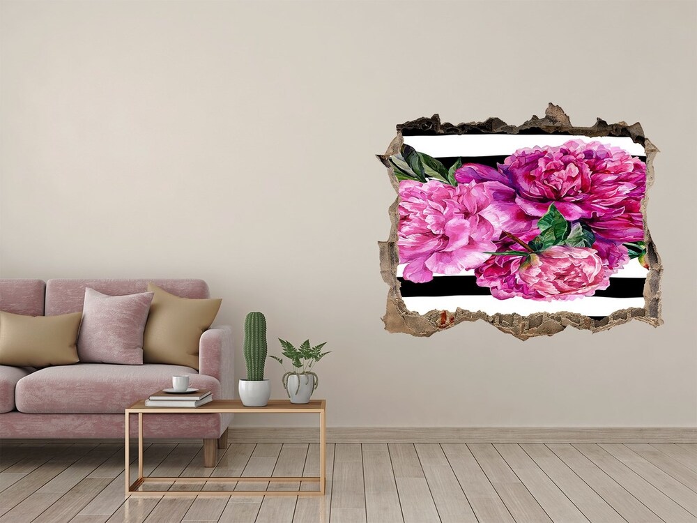 Hole wall sticker Pink peonies