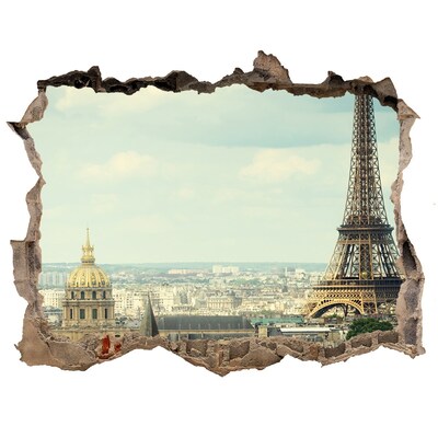 Hole wall sticker View of Paris with the Eiffel Tower