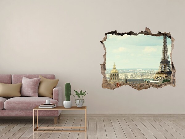 Hole wall sticker View of Paris with the Eiffel Tower