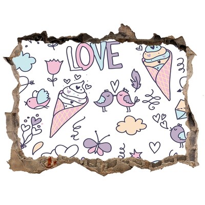 Hole wall sticker Romantic pattern