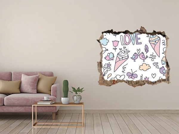 Hole wall sticker Sweet dreams in pastel colors