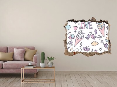 Hole wall sticker Romantic pattern