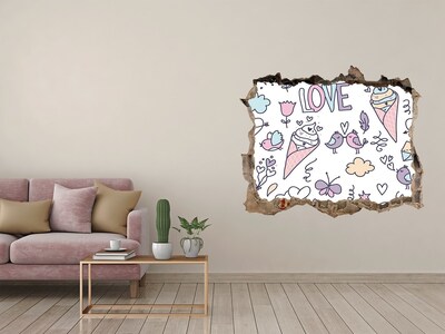 Hole wall sticker Sweet dreams in pastel colors
