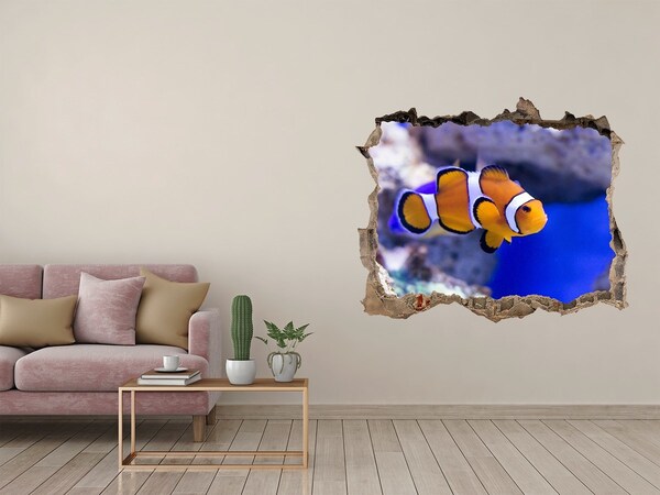 Hole wall sticker Coral reef clowns